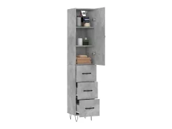 Aparador de madera contrachapada gris hormigón 34,5x34x180 cm ES84671