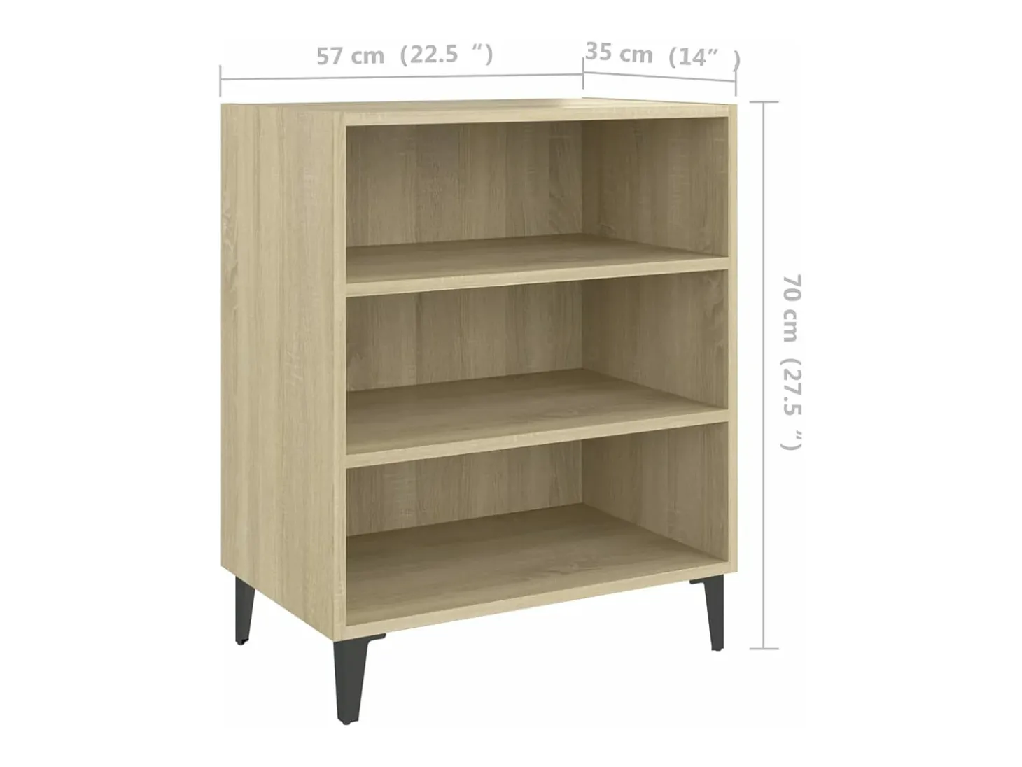 Aparador de madera contrachapada color roble Sonoma 57x35x70 cm