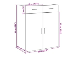 Aparador de madera contrachapada gris hormigón 80x42,5x93 cm