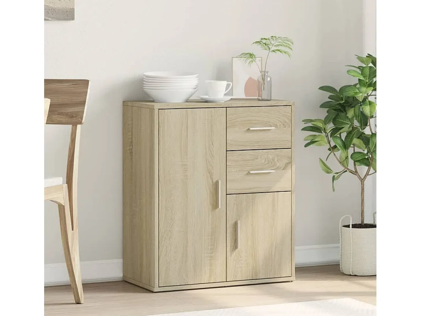 Aparador de madera de ingeniería roble Sonoma 60x31x70 cm ES475172