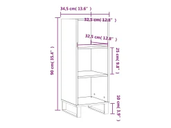 Aparador de madera de ingeniería roble ahumado 34,5x32,5x90 cm