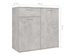 Aparador de madera de ingeniería gris 160x36x75 cm
