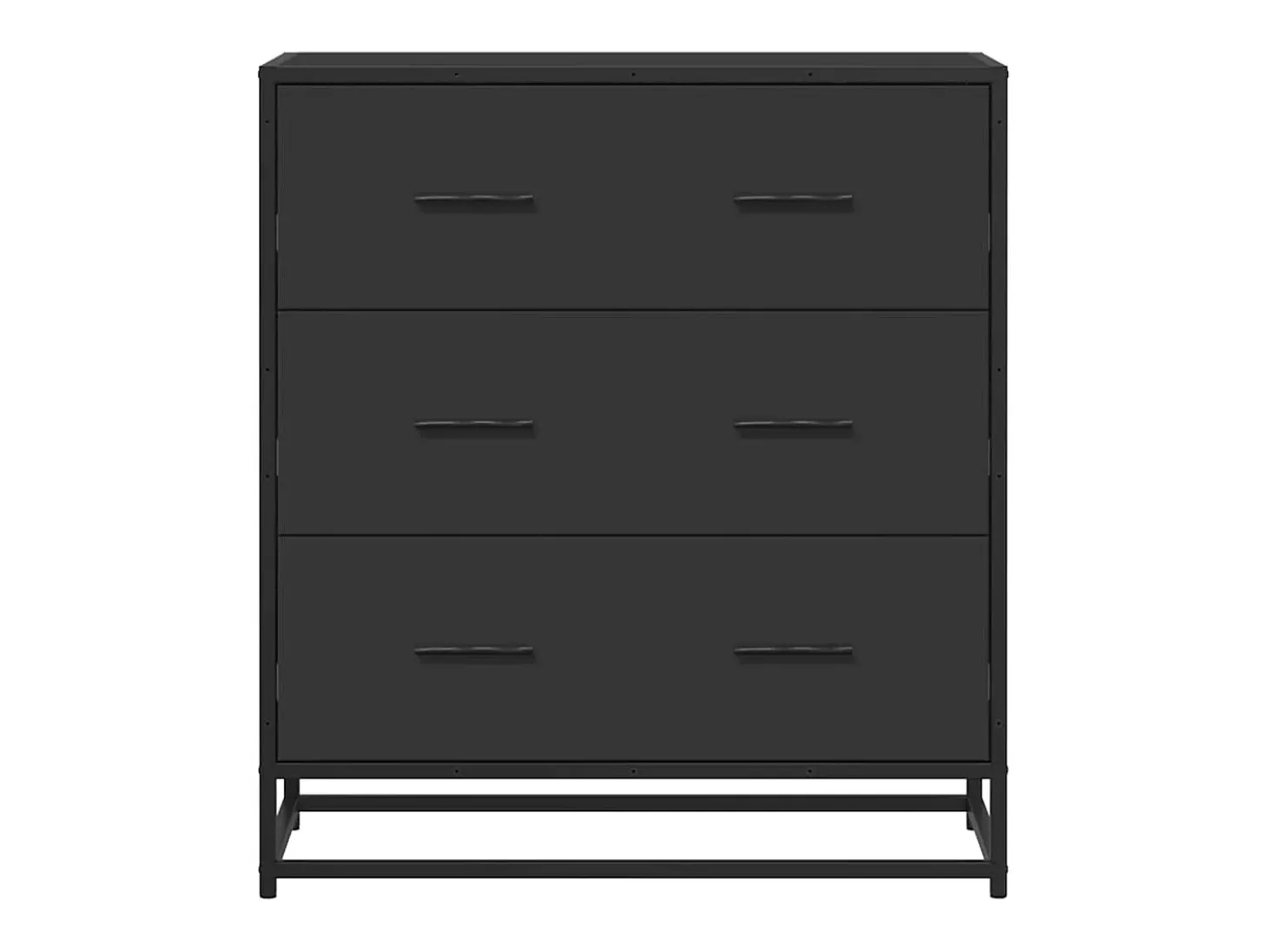 Aparador de madera de ingeniería y metal negro 68x35x76 cm