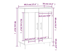 Aparador de madera de ingeniería blanco 69,5x34x90 cm