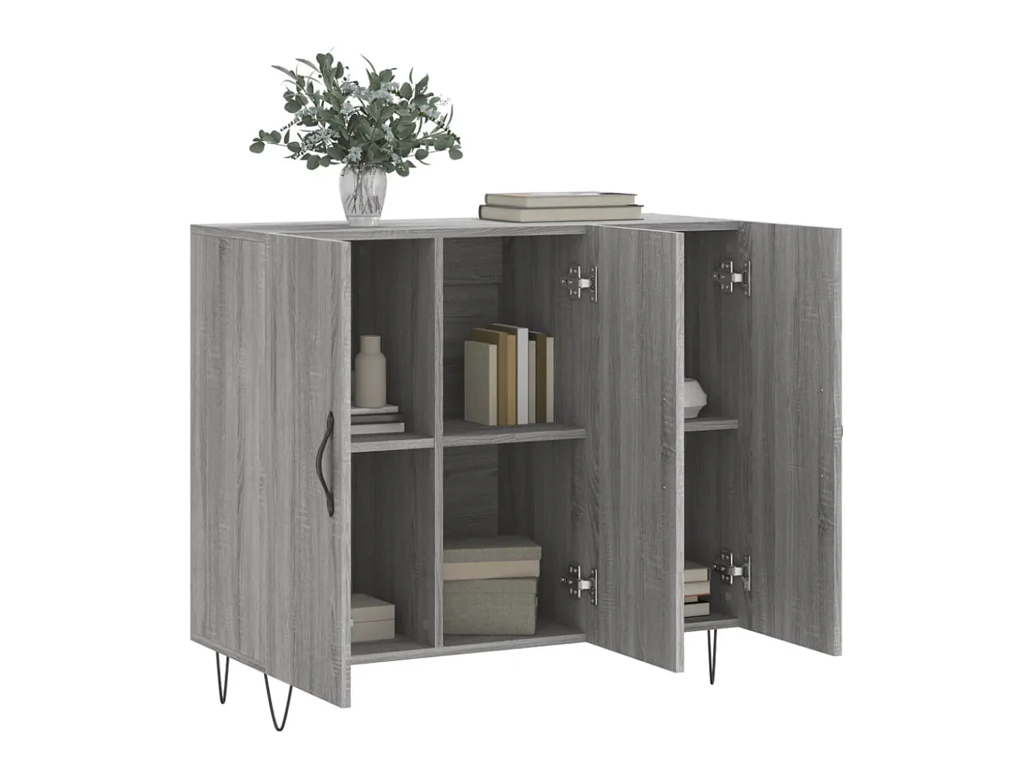 Aparador de madera de ingeniería gris Sonoma 90x34x80 cm ES50372