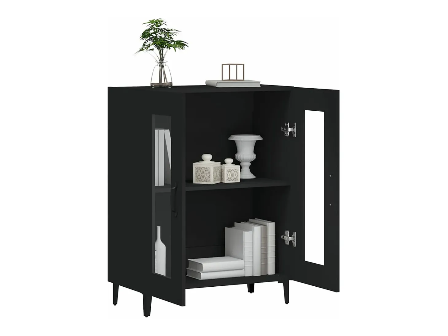 Aparador de madera de ingeniería negro 69,5x34x90 cm