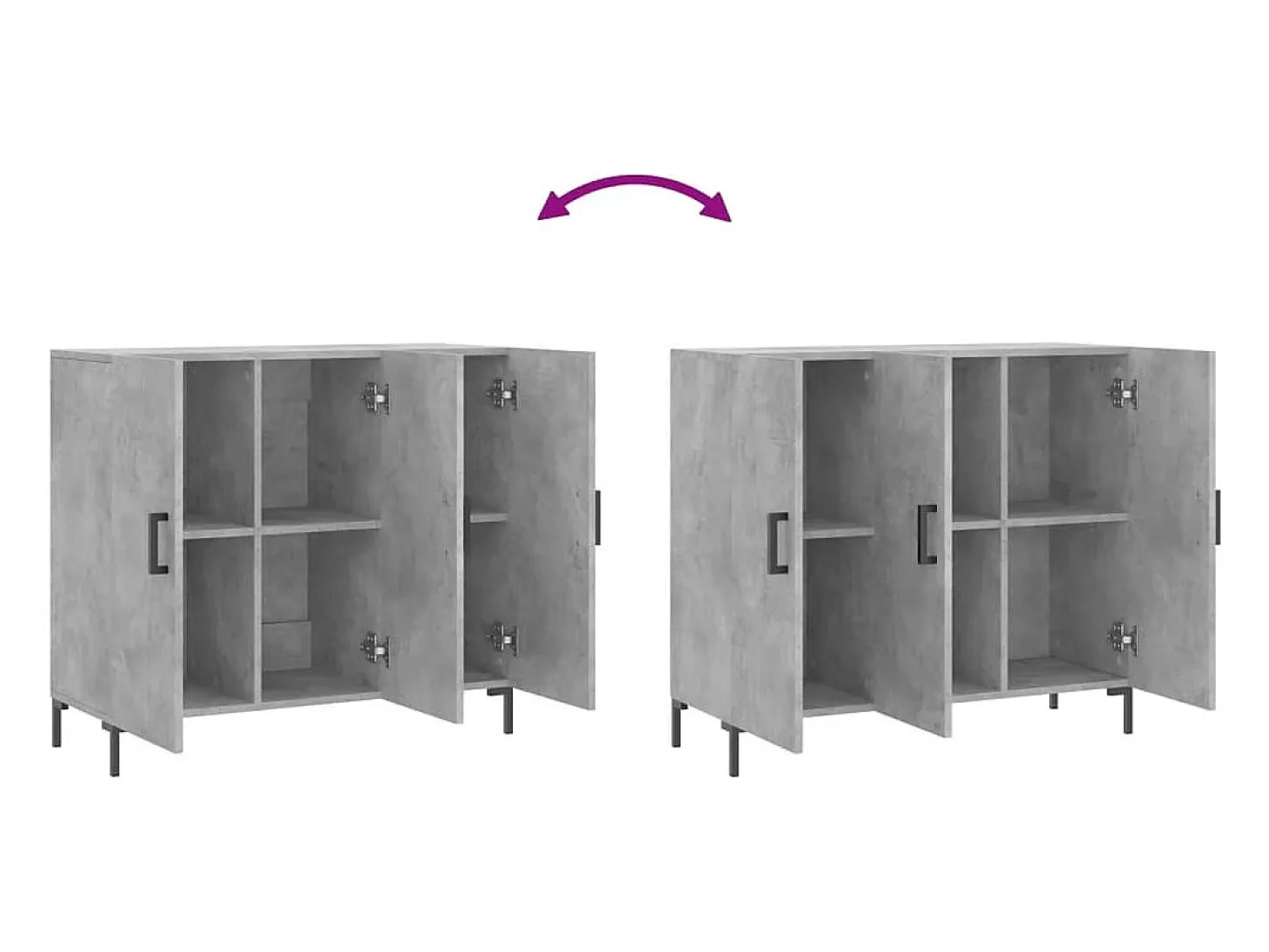 Aparador de madera de ingeniería gris hormigón 90x34x80 cm