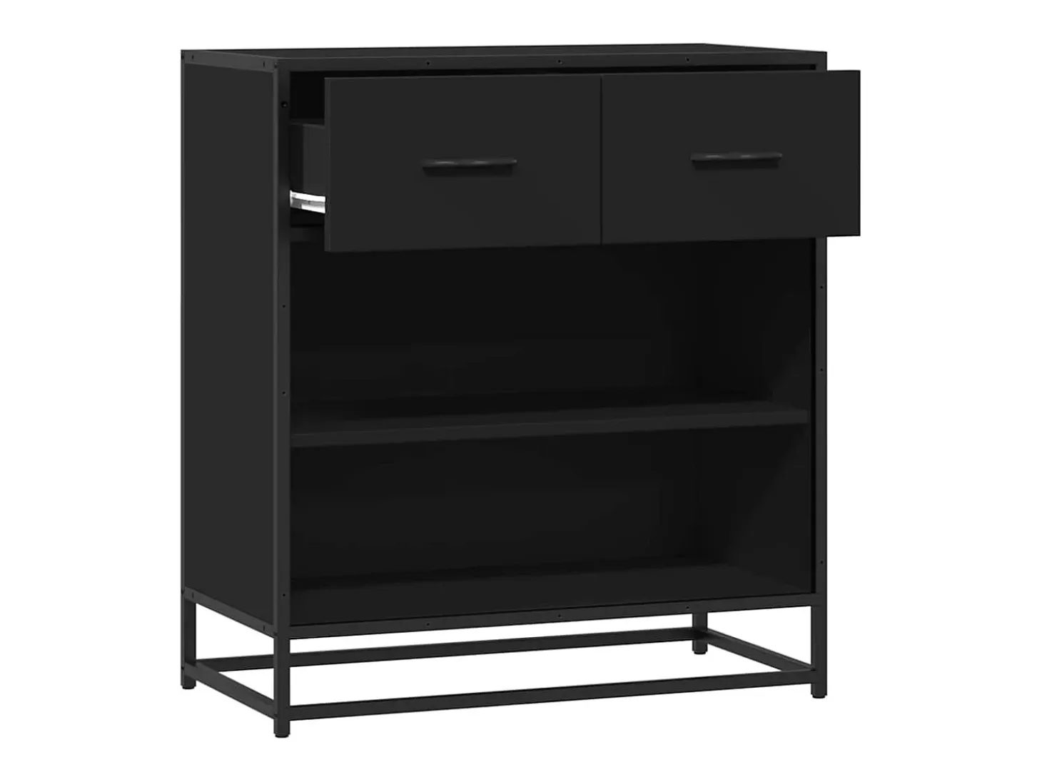 Aparador de madera de ingeniería negro 68x35x76 cm