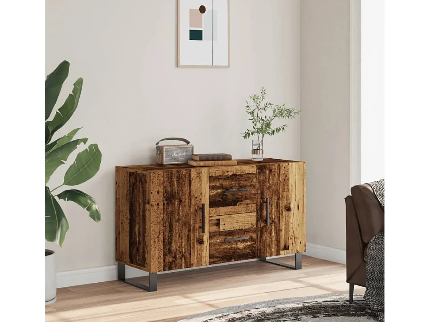 Aparador de madera de ingeniería envejecida 100x36x60 cm