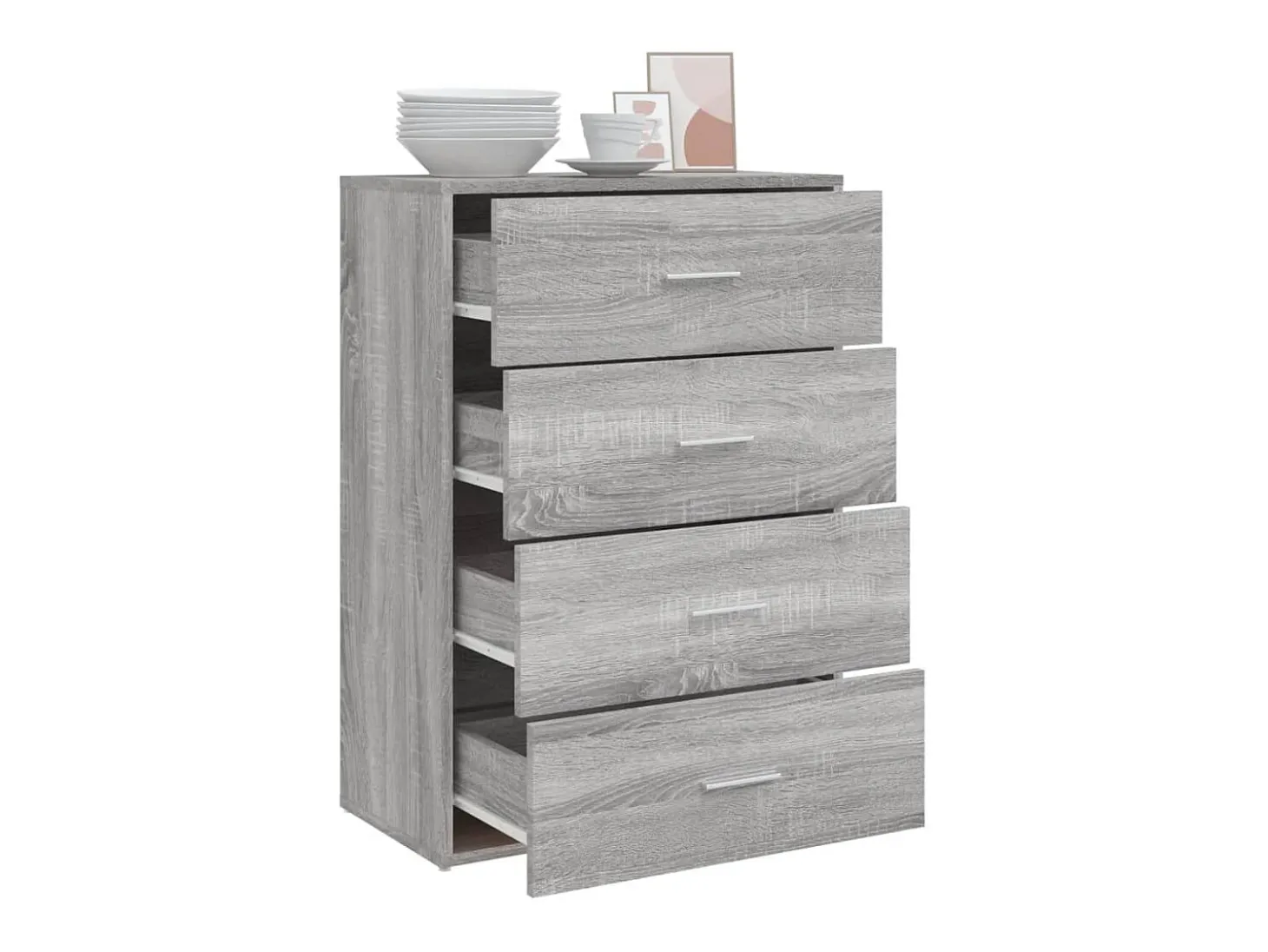 Aparador de madera de ingeniería gris Sonoma 60x31x84 cm ES777580
