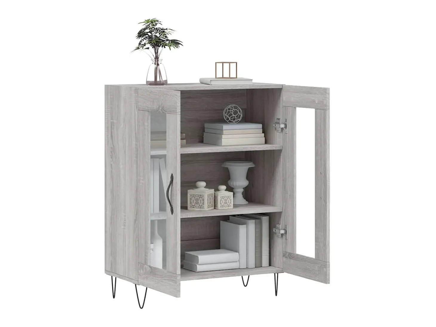 Aparador de madera de ingeniería gris Sonoma 69,5x34x90 cm ES27661