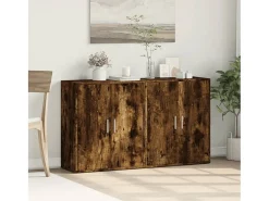 Aparador de madera de ingeniería 2 uds roble ahumado 60x31x70cm ES672973