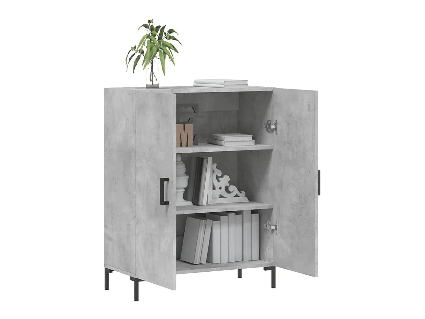 Aparador de madera de ingeniería gris hormigón 69,5x34x90 cm ES24748