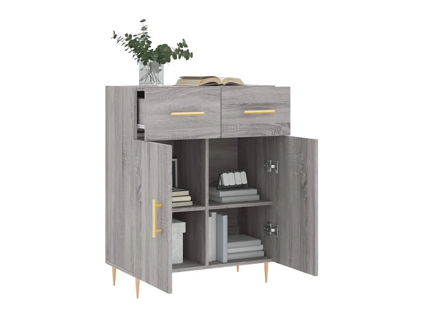 Aparador de madera de ingeniería gris Sonoma 69,5x34x90 cm ES27845