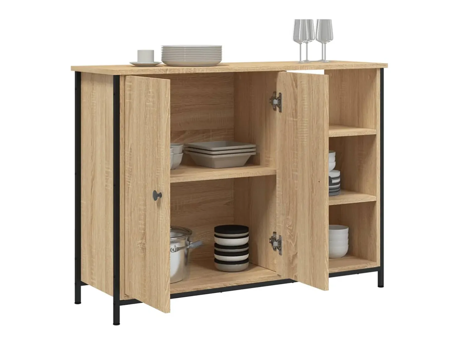 Aparador de madera de ingeniería roble Sonoma 100x33x75 cm ES96196