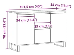 Aparador de madera de ingeniería roble artisan 101,5x35x70 cm