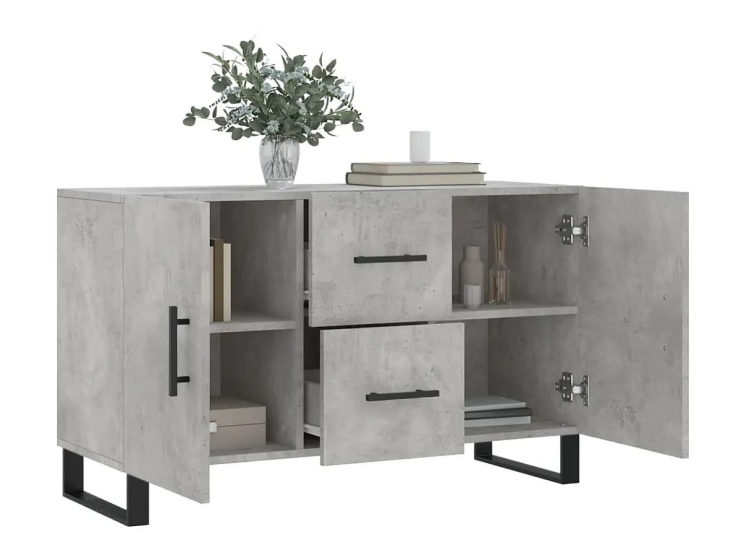 Aparador de madera de ingeniería gris hormigón 100x36x60 cm ES60709