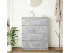 Aparador de madera de ingeniería gris hormigón 80x35x99 cm