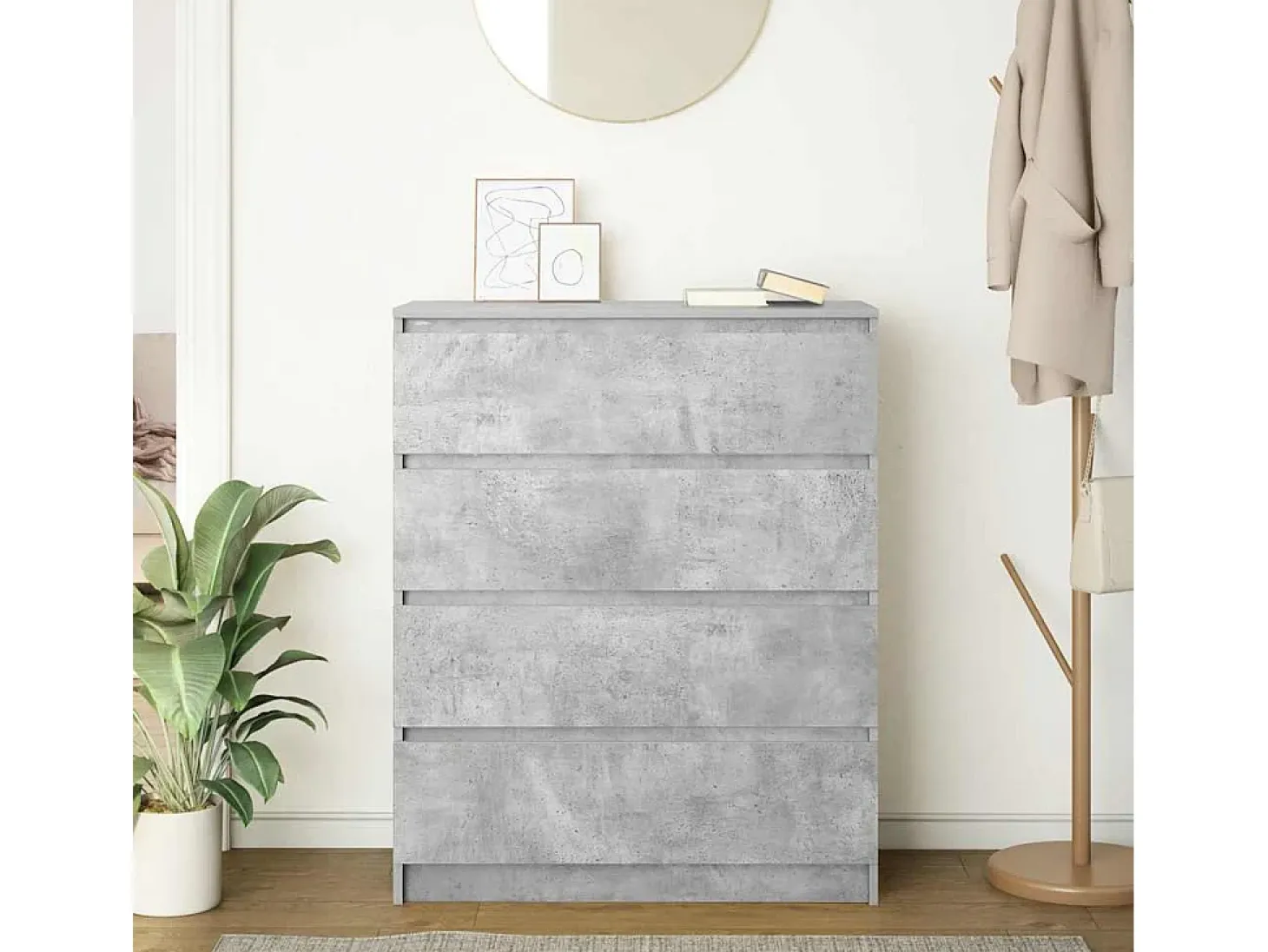 Aparador de madera de ingeniería gris hormigón 80x35x99 cm