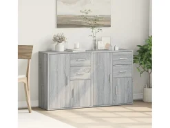 Aparador de madera de ingeniería 2 uds gris Sonoma 60x31x70 cm