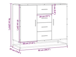 Aparador de madera de ingeniería gris Sonoma 92x35x76 cm