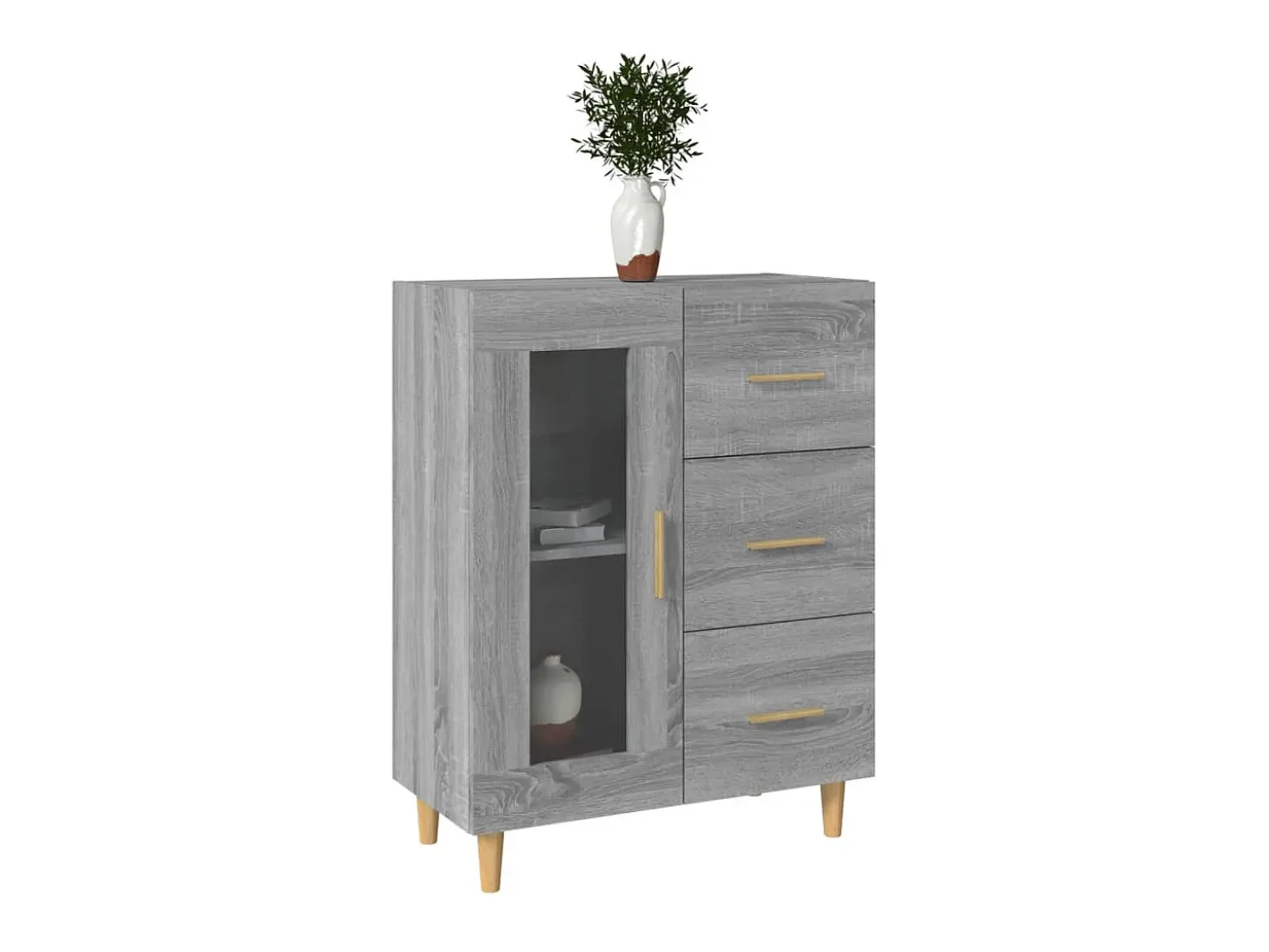 Aparador de madera de ingeniería gris Sonoma 69,5x34x90 cm ES61890