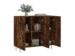 Aparador de madera de ingeniería roble ahumado 90x34x80 cm ES26959