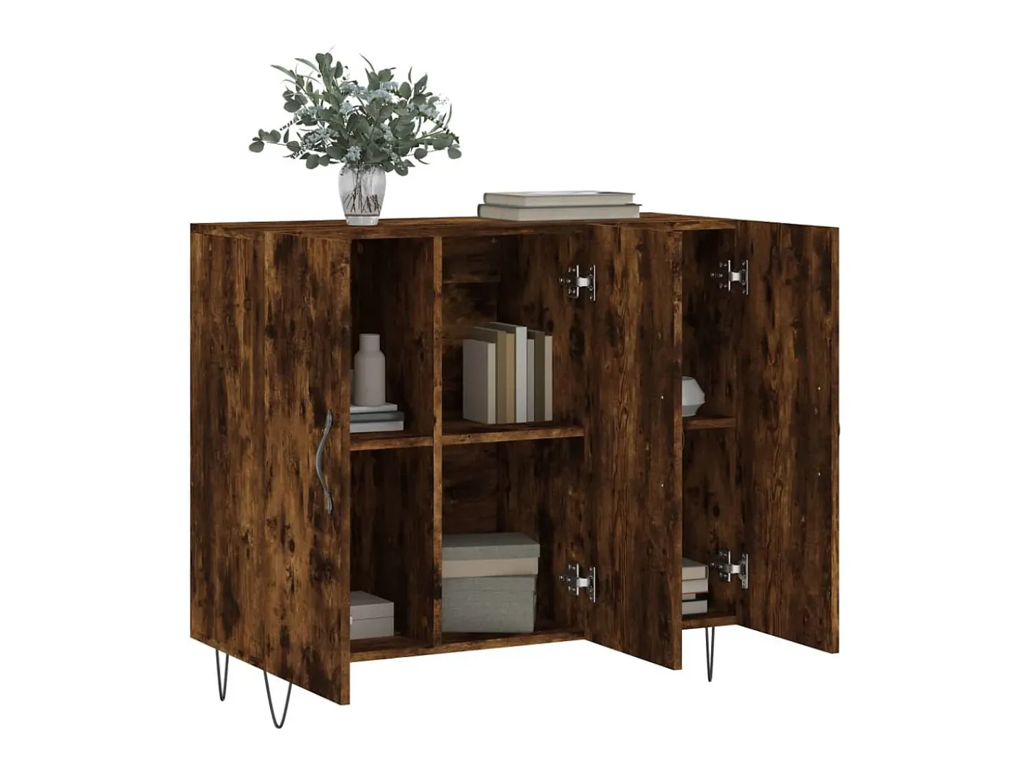 Aparador de madera de ingeniería roble ahumado 90x34x80 cm ES26959