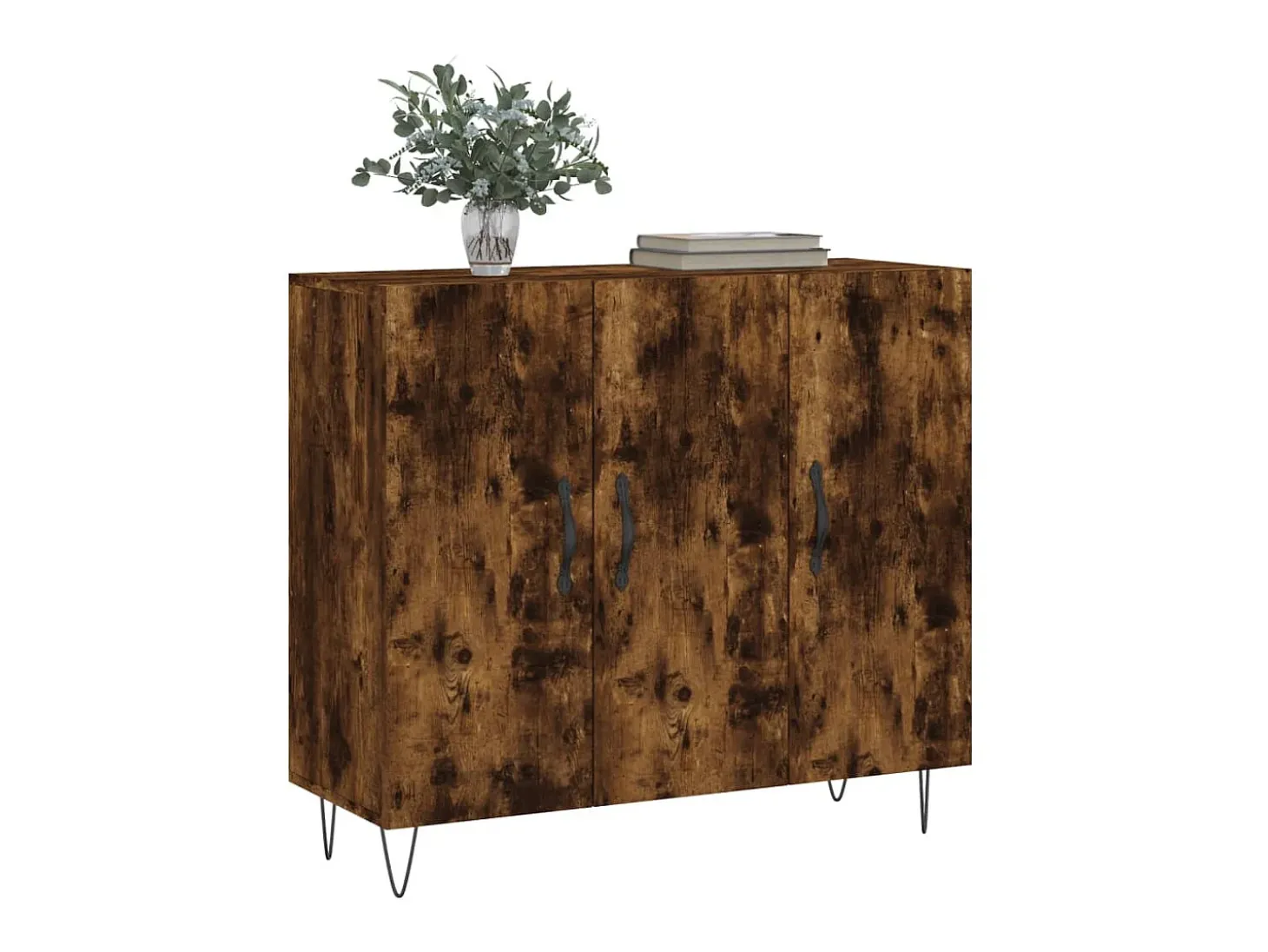 Aparador de madera de ingeniería roble ahumado 90x34x80 cm ES26959