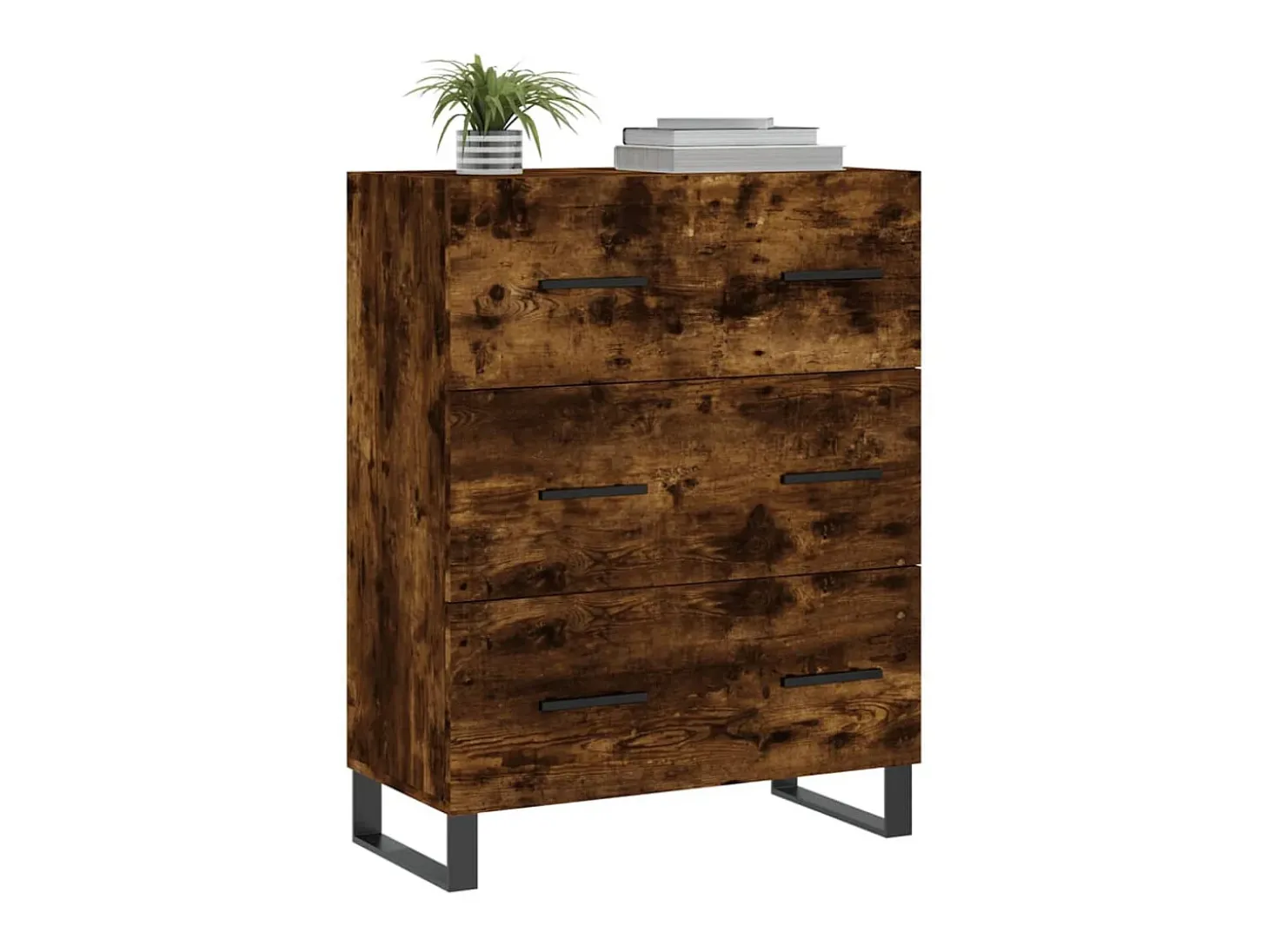 Aparador de madera de ingeniería roble ahumado 69,5x34x90 cm ES45261