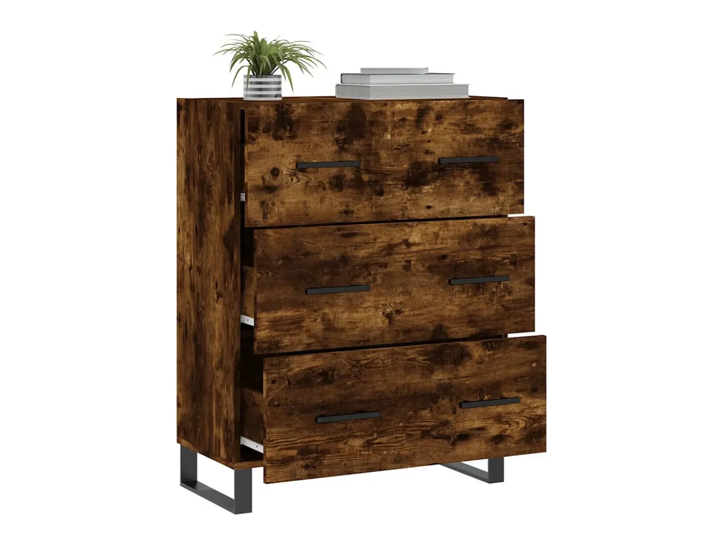 Aparador de madera de ingeniería roble ahumado 69,5x34x90 cm ES45261