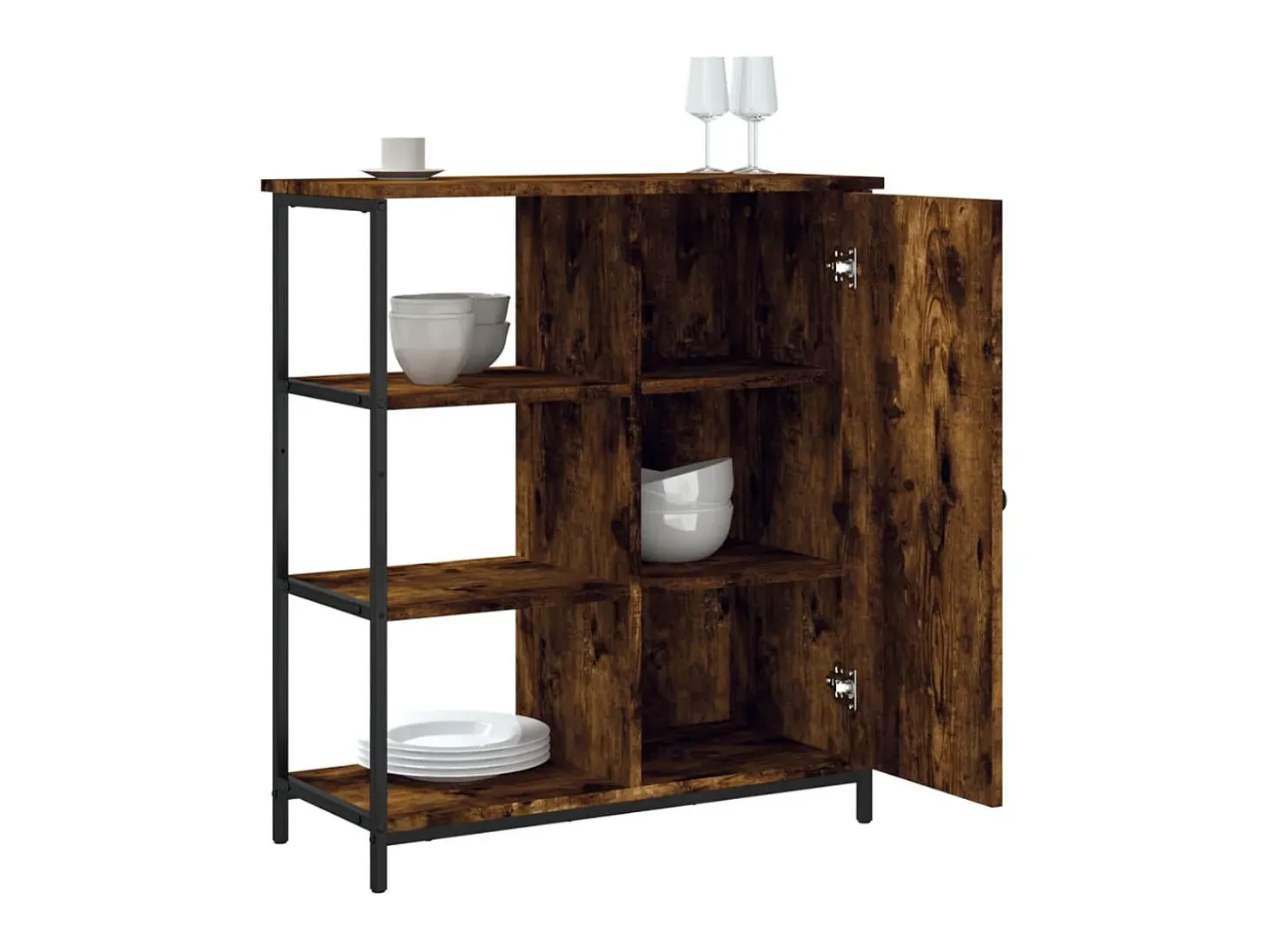 Aparador de madera de ingeniería roble ahumado 70x30x80 cm ES56340