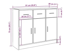 Aparador de madera de ingeniería roble artisan 91x28x75 cm
