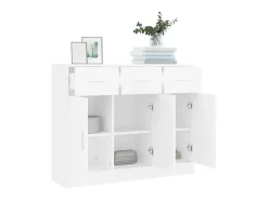 Aparador de madera de ingeniería blanco 91x28x75 cm ES63352