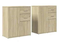 Aparador de madera de ingeniería 2 uds roble Sonoma 60x31x70 cm