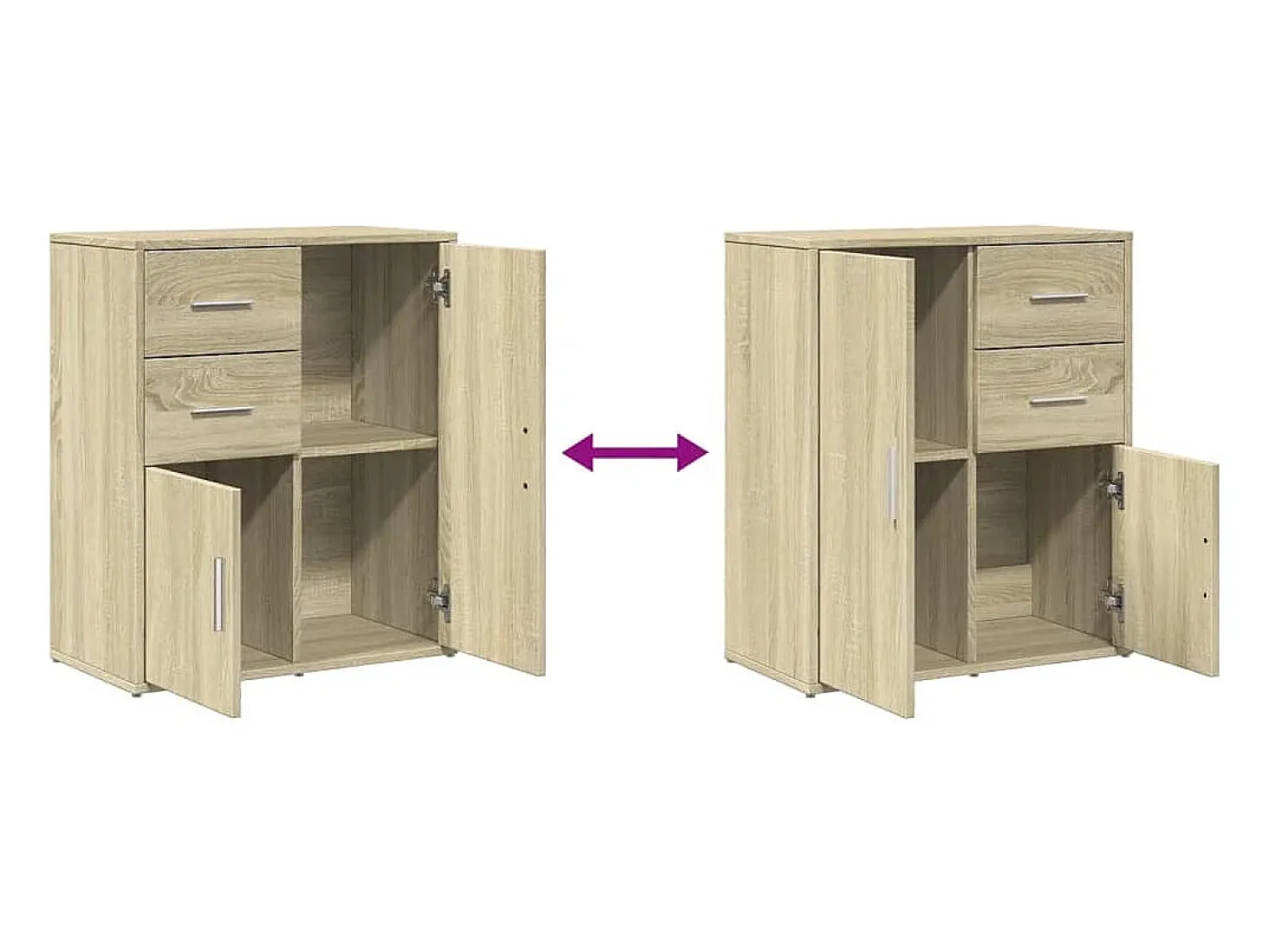 Aparador de madera de ingeniería 2 uds roble Sonoma 60x31x70 cm