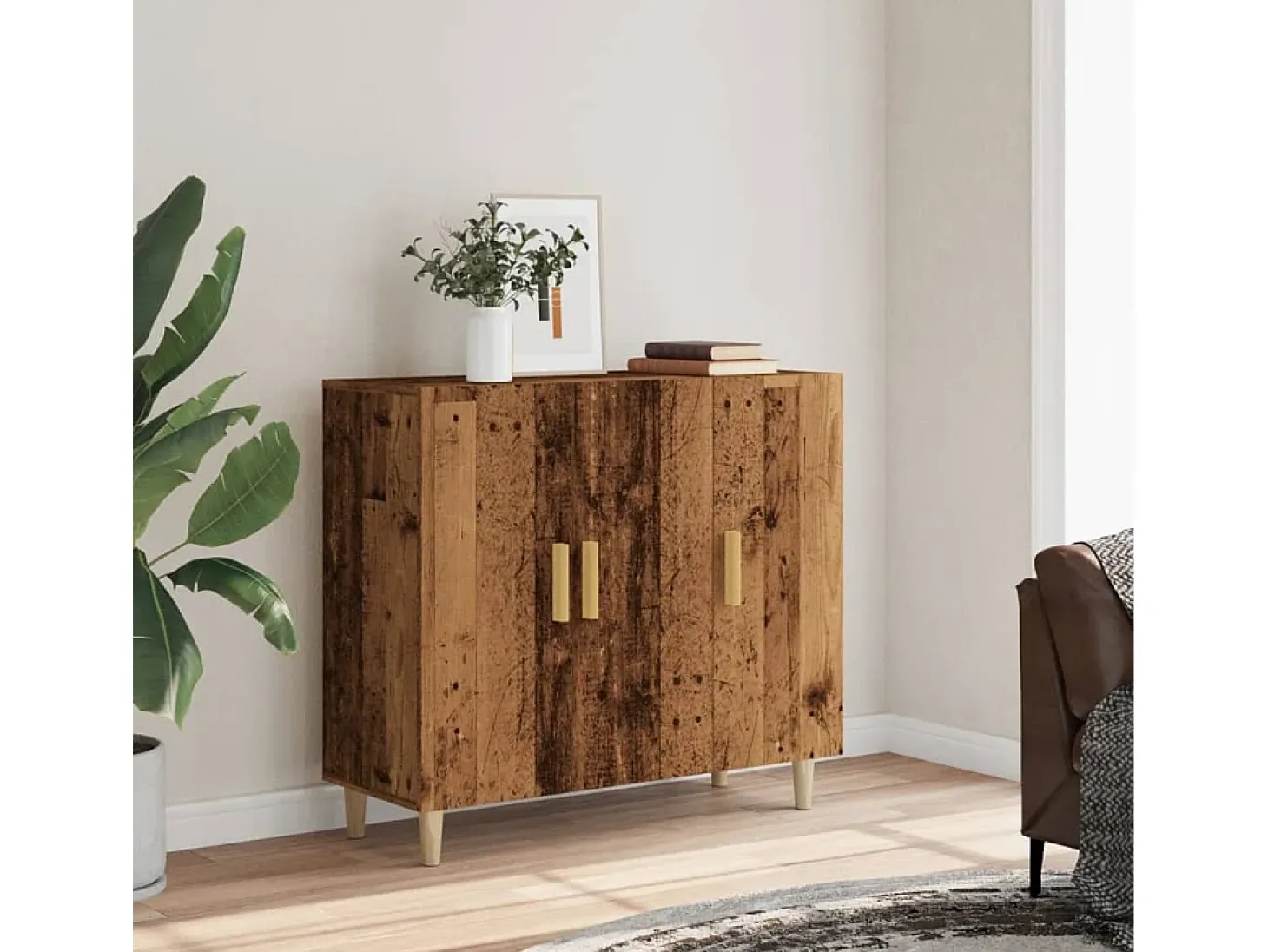 Aparador de madera de ingeniería envejecido 90x34x80 cm