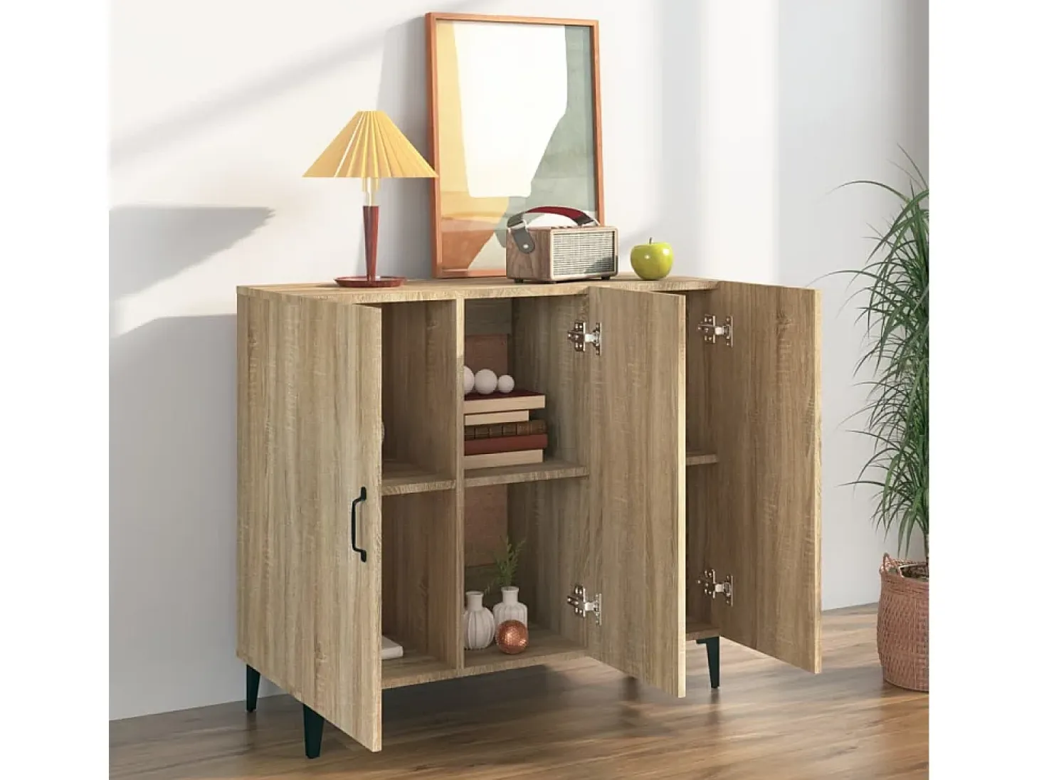 Aparador de madera de ingeniería roble Sonoma 90x34x80 cm ES32751