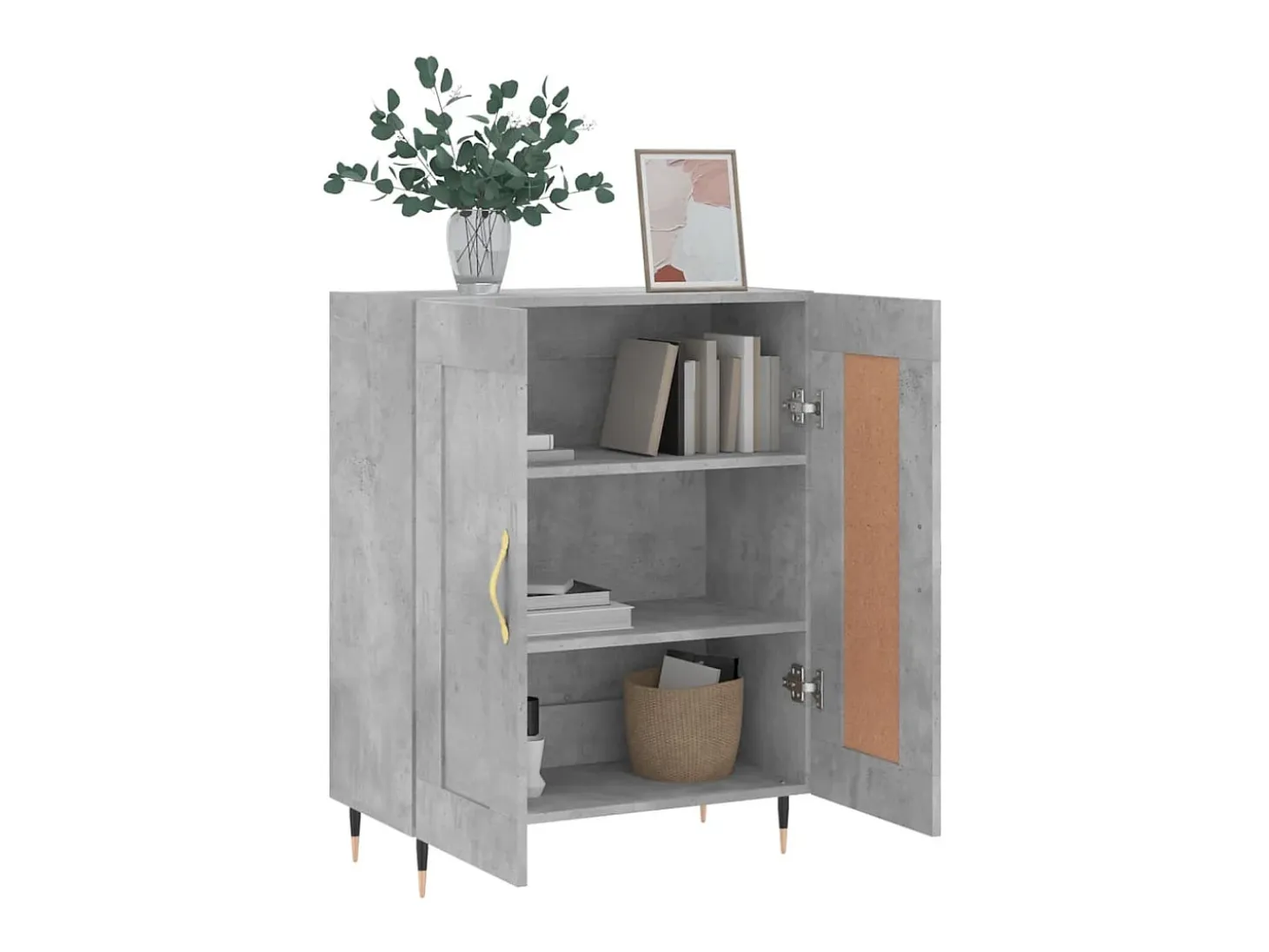 Aparador de madera de ingeniería gris hormigón 69,5x34x90 cm ES11077