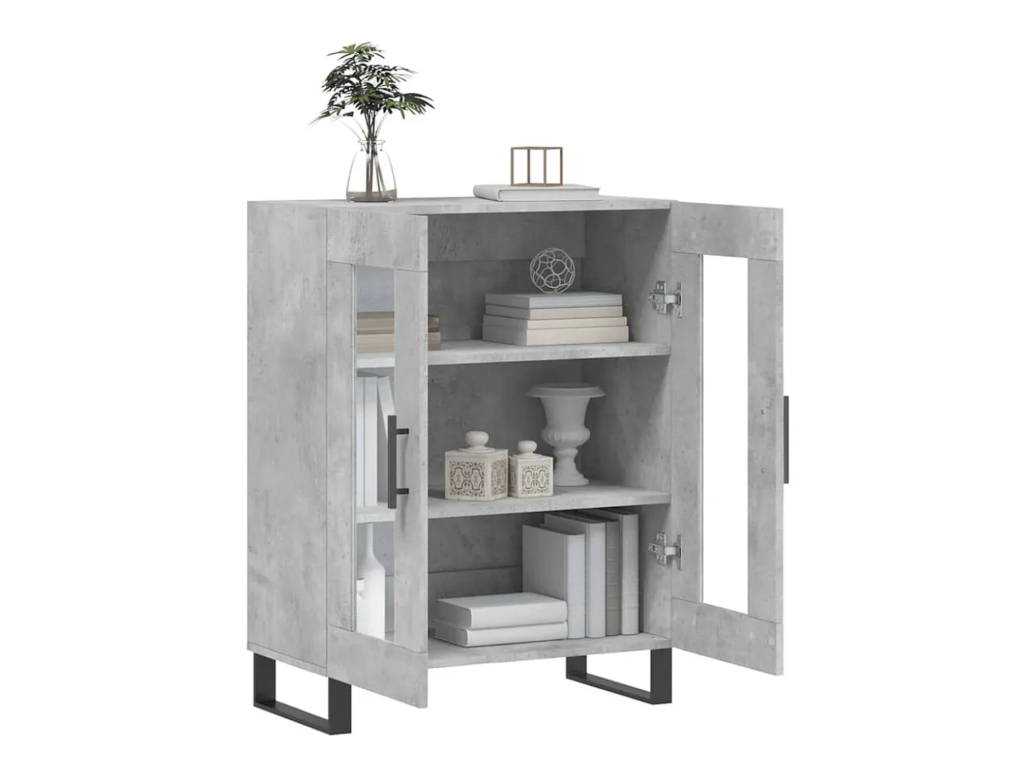 Aparador de madera de ingeniería gris hormigón 69,5x34x90 cm