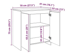 Aparador de madera de ingeniería roble artisan 70x41x75 cm
