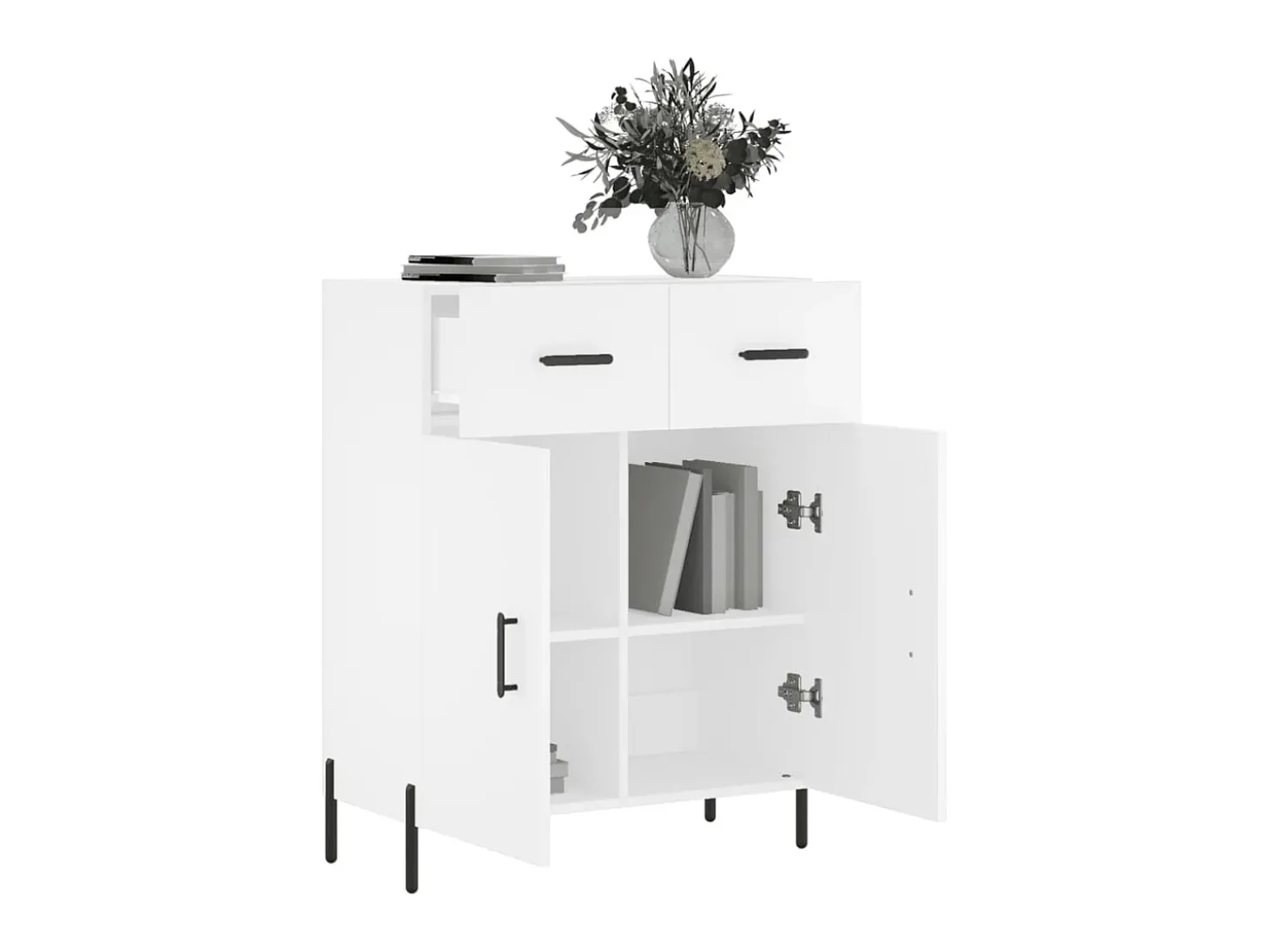 Aparador de madera de ingeniería blanco 69,5x34x90 cm ES46049