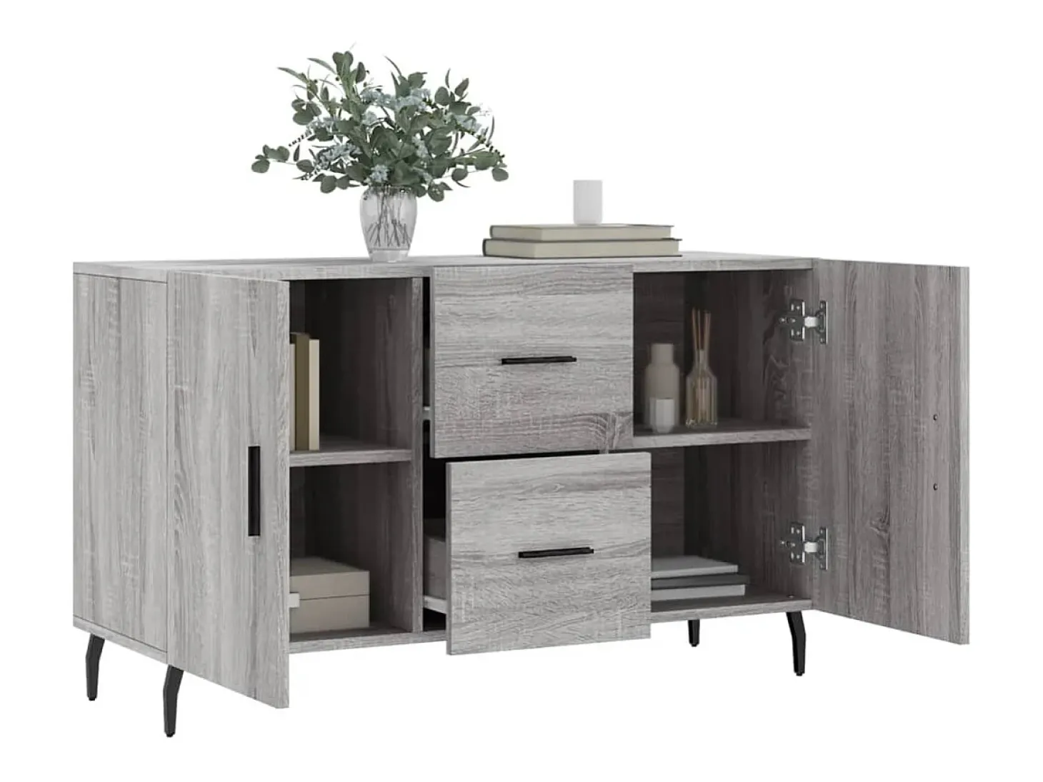 Aparador de madera de ingeniería gris Sonoma 100x36x60 cm
