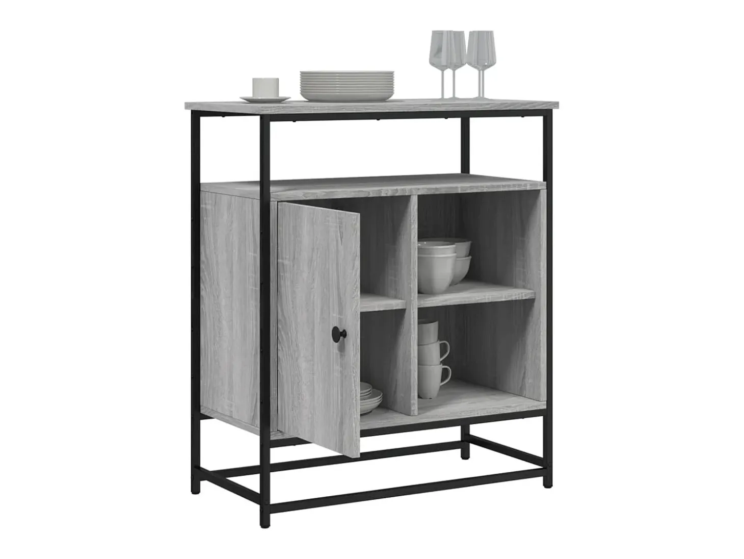 Aparador de madera de ingeniería gris Sonoma 90x34x80 cm