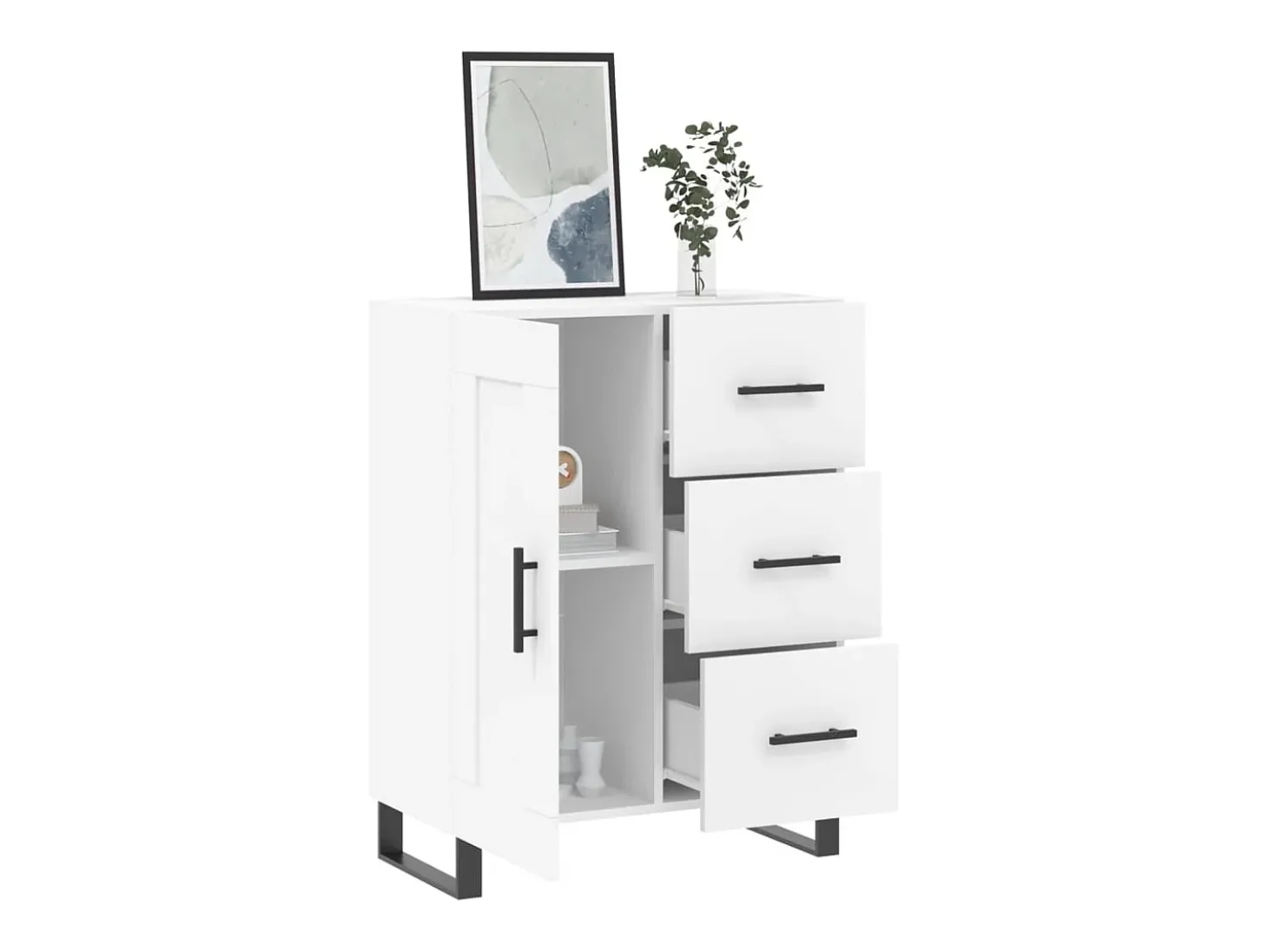 Aparador de madera de ingeniería blanco 69,5x34x90 cm ES38953