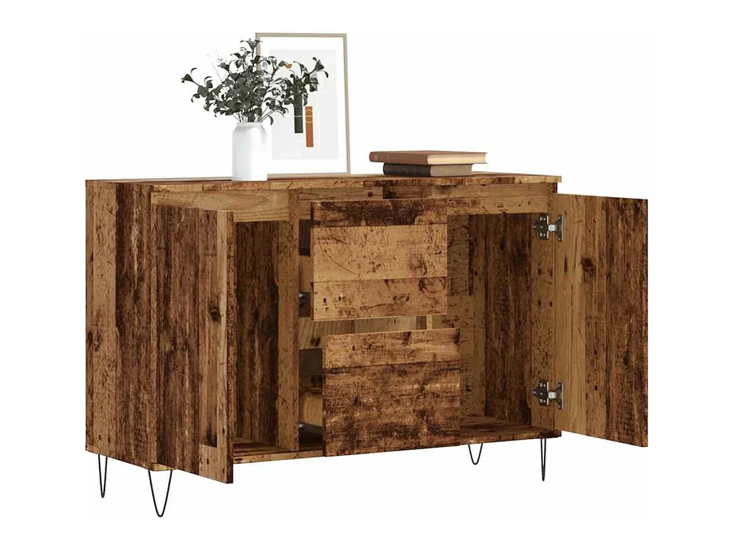 Aparador de madera de ingeniería envejecida 101,5x35x70 cm