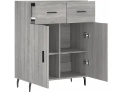 Aparador de madera de ingeniería gris Sonoma 69,5x34x90 cm ES55604