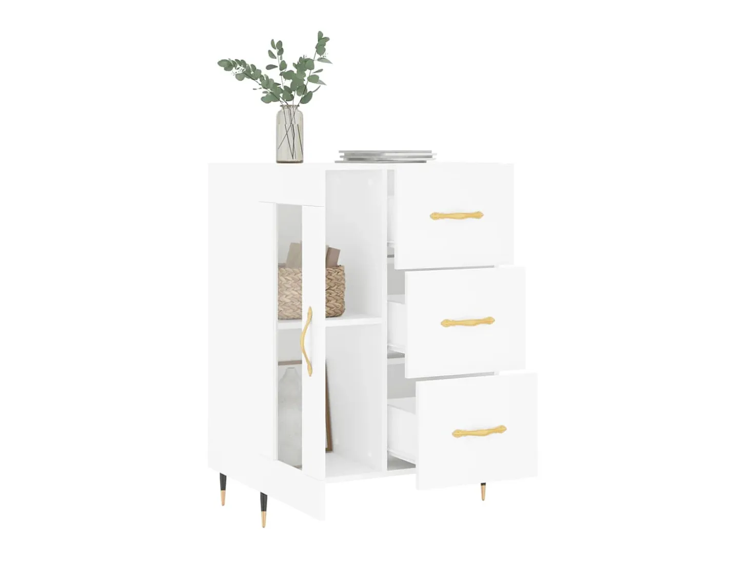 Aparador de madera de ingeniería blanco 69,5x34x90 cm ES23288