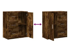 Aparador de madera de ingeniería 2 uds roble ahumado 60x31x70cm
