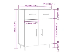 Aparador de madera de ingeniería roble Sonoma 69,5x34x90 cm